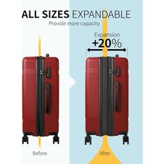 Zitahli Expandable 3 Piece Hardside Luggage Set w/ TSA Lock Spinner Wheels YKK zippers, 20in 24in 28in