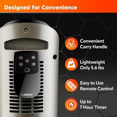 Lasko Oscillating Ceramic Tower Space Heater with Adjustable Thermostat - 22.5 Inches - Grey/Black - 1500W - 751320