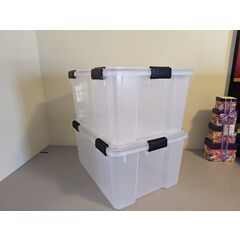 IRIS USA WEATHERPRO 62 Quart Stackable Storage Box with Airtight Gasket Seal Lid - 2 Pack