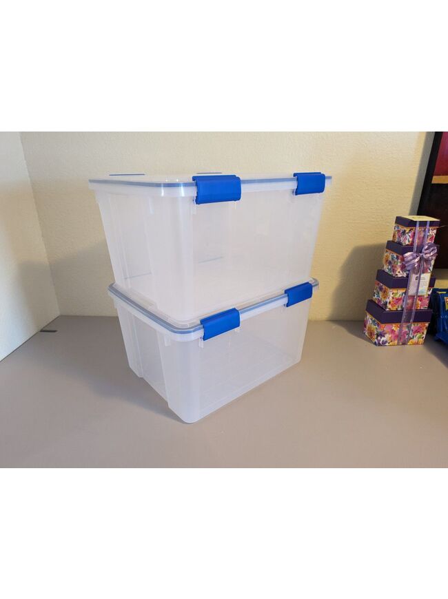 IRIS USA WEATHERPRO 44 Quart Stackable Storage Box with Airtight Gasket Seal Lid - 2 Pack