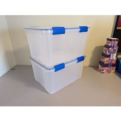 IRIS USA WEATHERPRO 44 Quart Stackable Storage Box with Airtight Gasket Seal Lid - 2 Pack