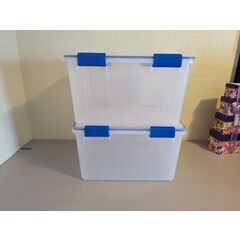 IRIS USA WEATHERPRO 44 Quart Stackable Storage Box with Airtight Gasket Seal Lid - 2 Pack