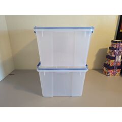 IRIS USA WEATHERPRO 44 Quart Stackable Storage Box with Airtight Gasket Seal Lid - 2 Pack