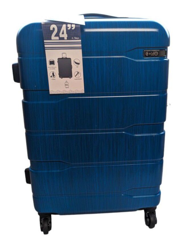 Coolife Luggage Hard Shell Suitcase 24in - Caribbean Blue