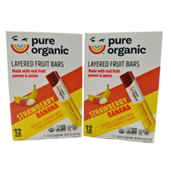 Pure Organic Layered Fruit Bars, Strawberry Banana, 2 Boxes, 24 Bars