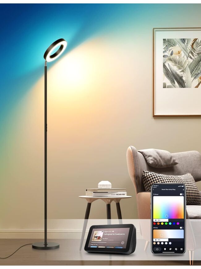 Banord Floor Lamp, Smart RGBW LED Torchiere Floor Lamp with Double Side Lighting, Works with Alexa, Color Changing Dimmable.