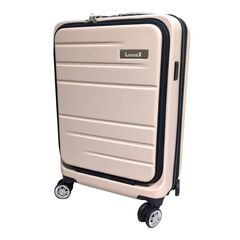 LUGGEX Carry On Luggage with Front Pocket, Expandable Polycarbonate Hard Shell - Pink - 20 Inch