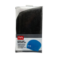 TYR Wrinkle-Free Long Hair Silicone Swim Cap, Black