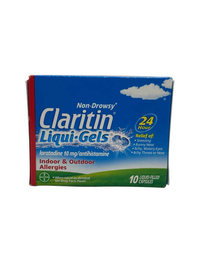 Claritin Liqui-Gels Allergy Relief, 24 Hour Non-Drowsy, 10 Liquid-Filled Capsules