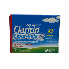 Claritin Liqui-Gels Allergy Relief, 24 Hour Non-Drowsy, 10 Liquid-Filled Capsules