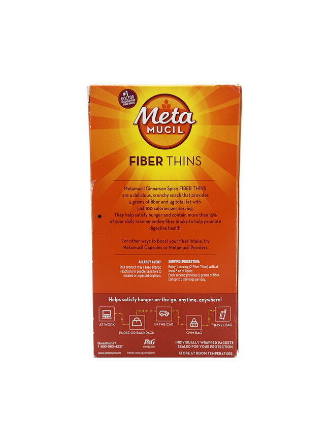 Metamucil Cinnamon Spice Fiber Thins - 12 Packets (2 Fiber Thins per Packet)