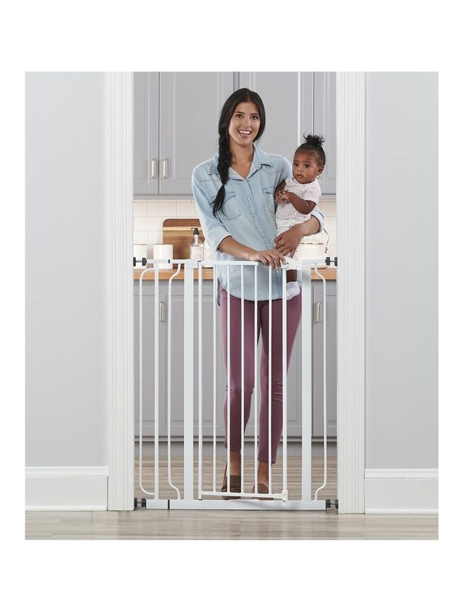 Regalo Easy Step 36" Extra Tall Walk Thru Baby Gate - Includes 4-Inch Extension Kit, 4 Pack Pressure Mount Kit, and 4 Pack Wall Cups and Mounting Kit