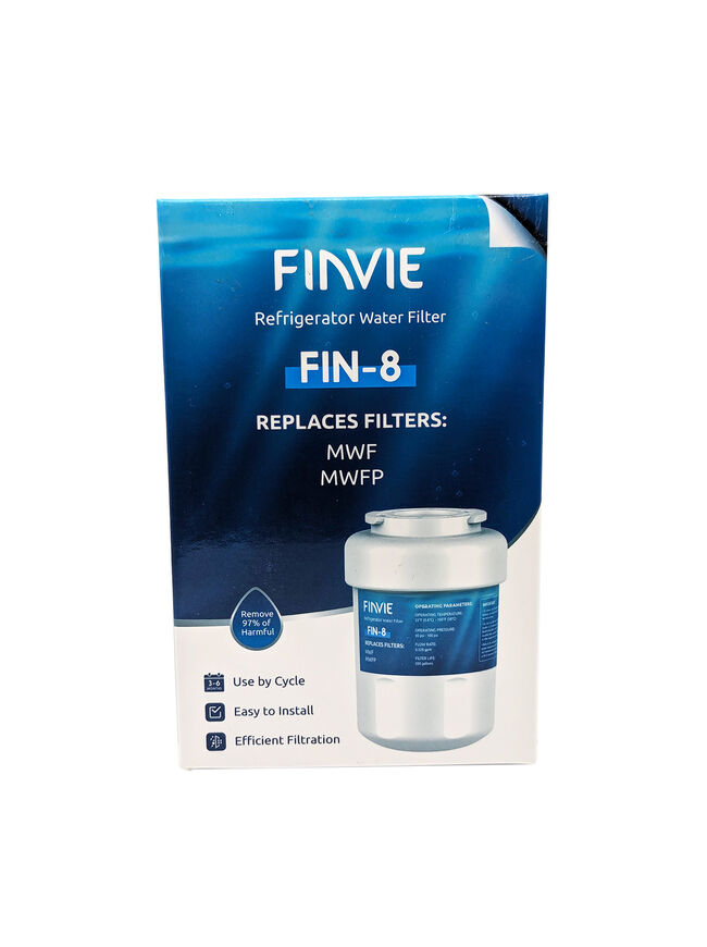 FINVIE FIN-8 Refrigerator Water Filter Replacement, Compatible with GE SmartWater MWF, MWFA, MWFP, MWFINT, GWF, GWFA, Kenmore 9991, 46-9991, HDX FMG-1, WFC1201