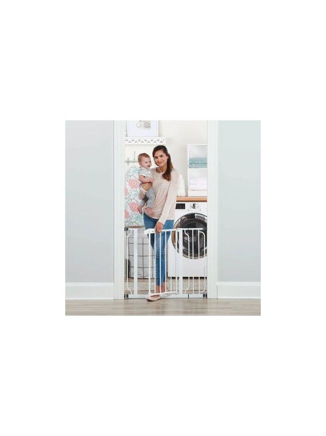 Regalo Easy Step 38.5-Inch Wide Walk Thru Baby Gate - Includes 6-Inch Extension Kit, Pressure Mount Kit, and Wall Cups - White