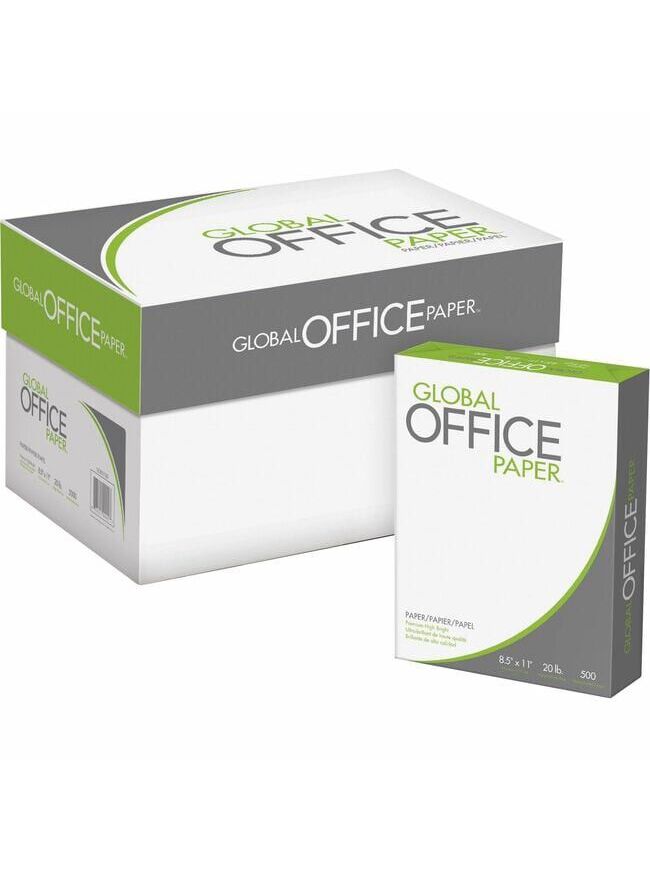 Global Office Premium Multipurpose Paper - White - Letter - 8 1/2" x 11" – 1 Case, 5000 sheets - High Brightness