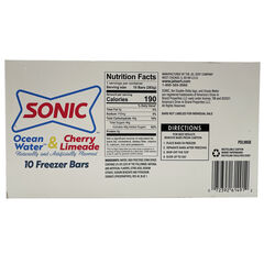 SONIC Ocean Water and Cherry Limeade 10 Freezer Bars 