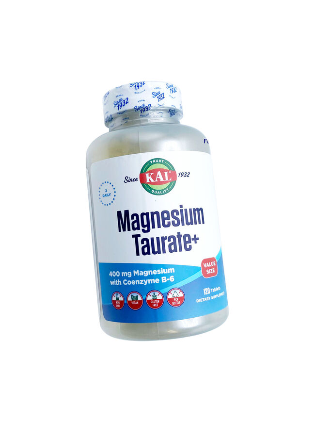 KAL Magnesium Taurate+ 400 mg with Coenzyme B-6, 120 Tablets