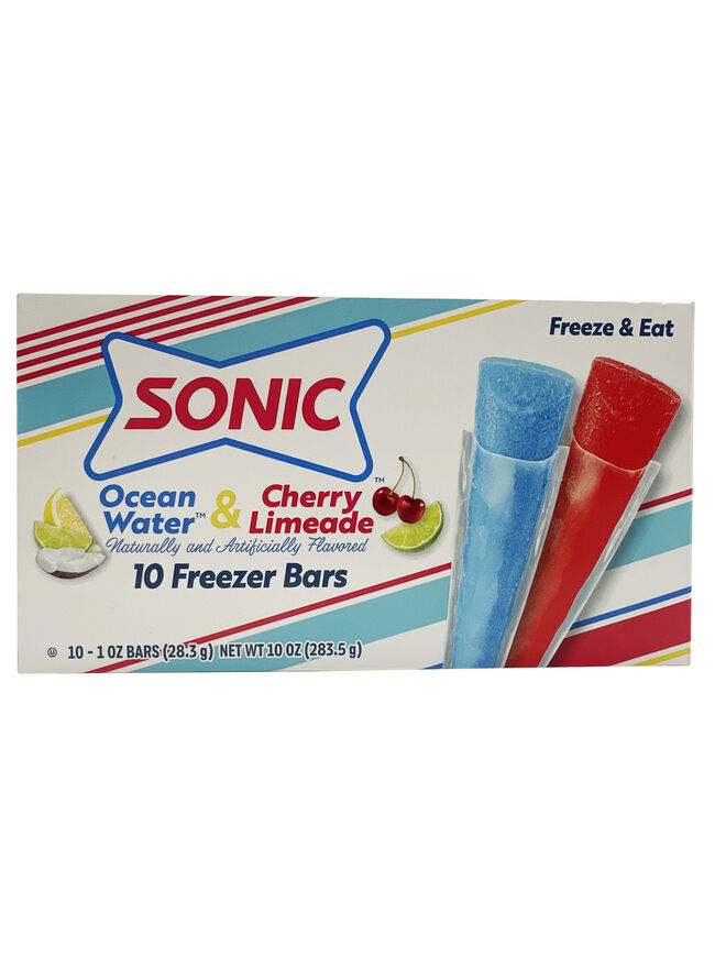 SONIC Ocean Water and Cherry Limeade 10 Freezer Bars 