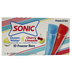 SONIC Ocean Water and Cherry Limeade 10 Freezer Bars 