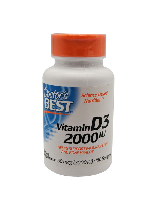 Doctor's Best Vitamin D3 2000 IU Supports Healthy Bones - 180 Softgels