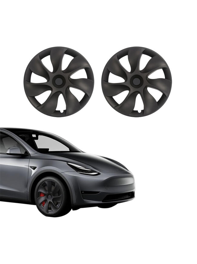 Terfulnel Wheel Covers/Hubcaps 20 Inch for 2019-2023 Tesla Model Y - 20 inch Swirl Style - Matte Black