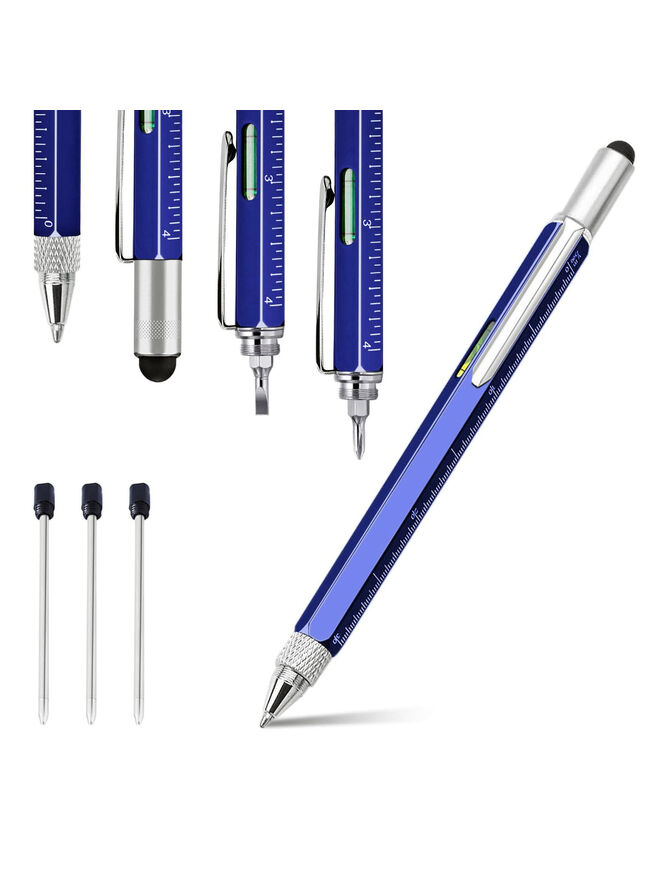 Ainkedin 6 in 1 Multitool Pen - Blue - Gift for Men Who Have Everything