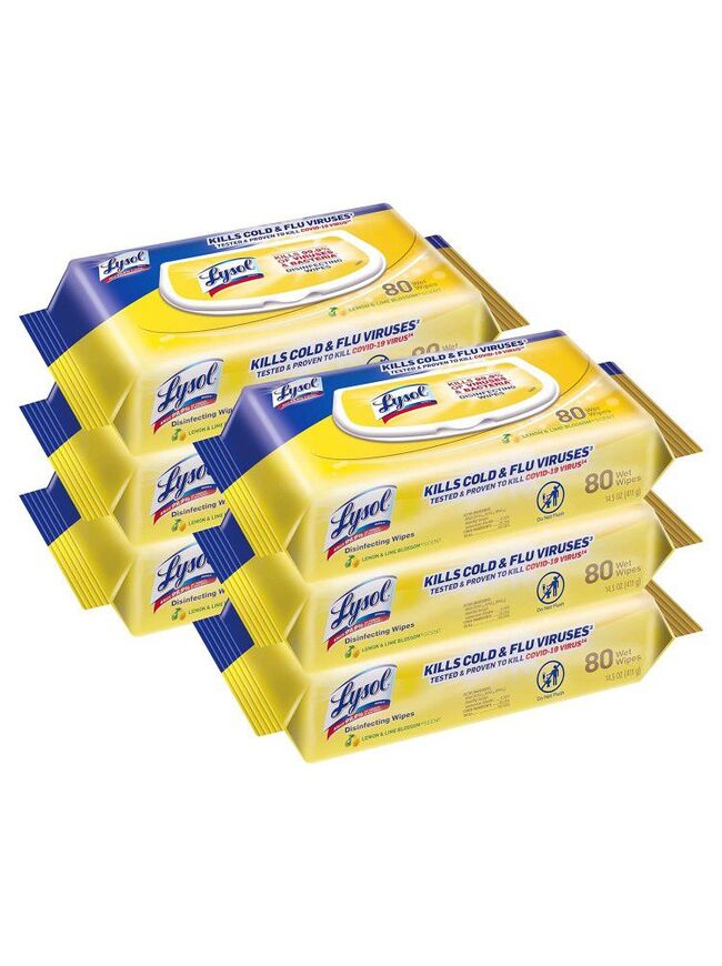 Lysol Disinfectant Handi-Pack Wipes - Lemon and Lime Blossom Scent - 6 Pack - 480 Count