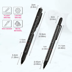 KTDRJN Multi-Tool Pen Set - 2 Pack of Multi-Functional Pens - 14 Handy Functions