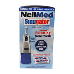 NeilMed Sinugator Cordless Pulsating Nasal Wash 30 Premixed Packets Exp 08/2026