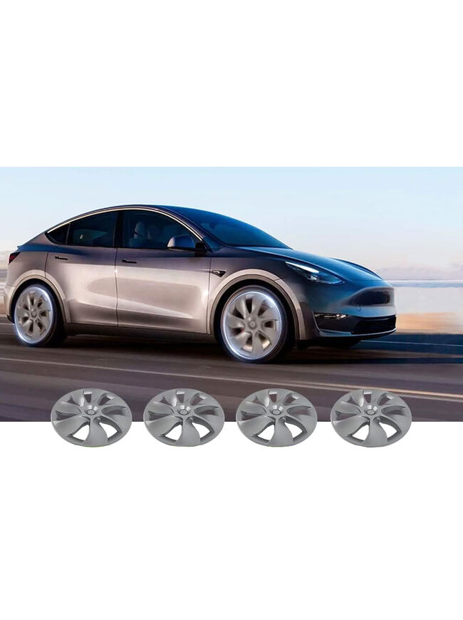 Terfulnel Wheel Covers/Hubcaps 19 Inch for 2019-2023 Tesla Model Y - 19 inch Swirl Style - Gunmetal Grey