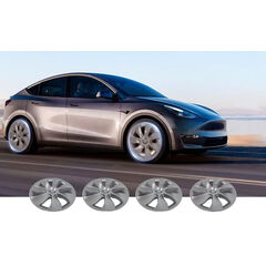 Terfulnel Wheel Covers/Hubcaps 19 Inch for 2019-2023 Tesla Model Y - 19 inch Swirl Style - Gunmetal Grey