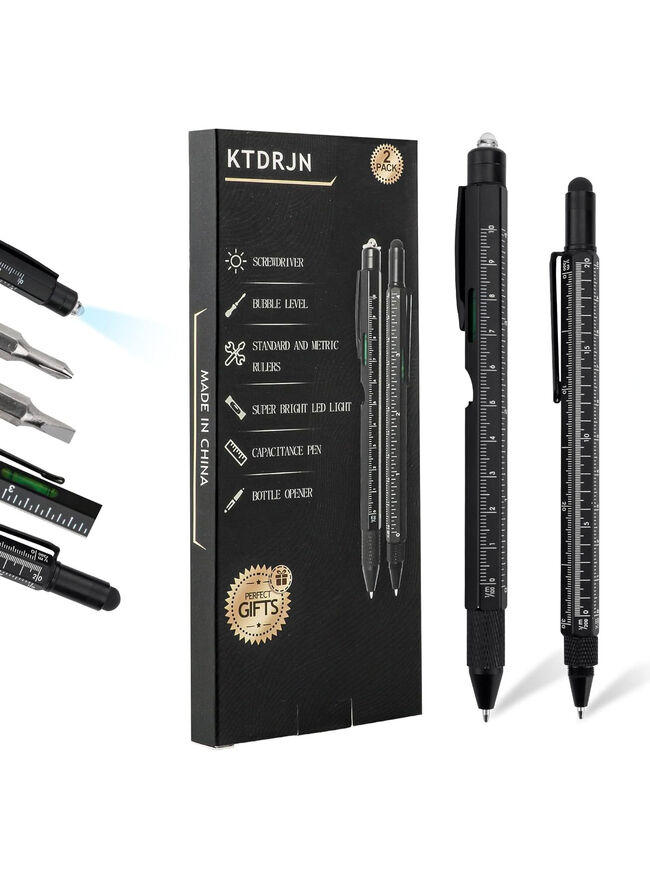 KTDRJN Multi-Tool Pen Set - 2 Pack of Multi-Functional Pens - 14 Handy Functions