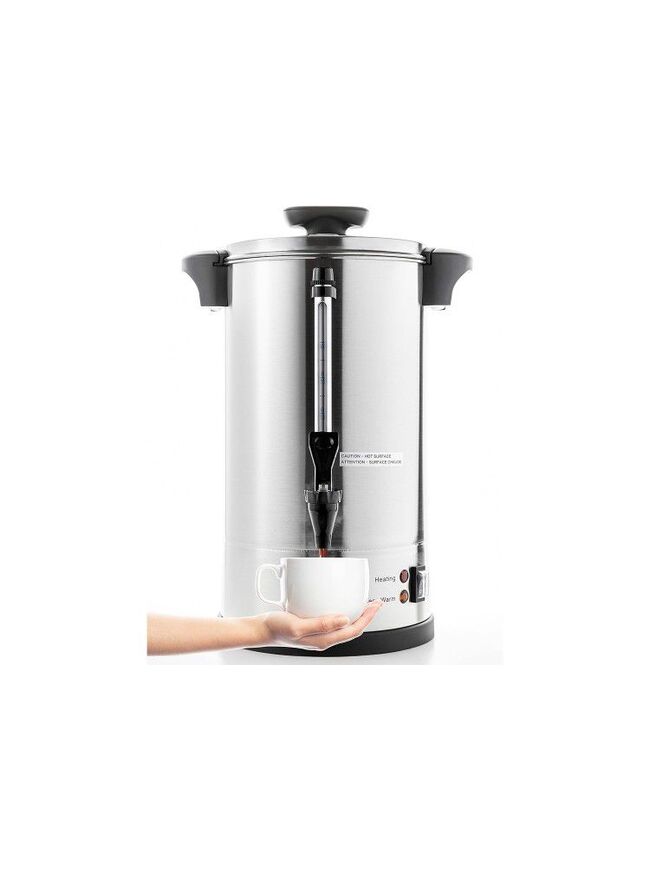 SYBO Commercial Grade Stainless Steel Percolate Coffee Maker Hot Water Urn, 50 Cup, 8 L, Metallic