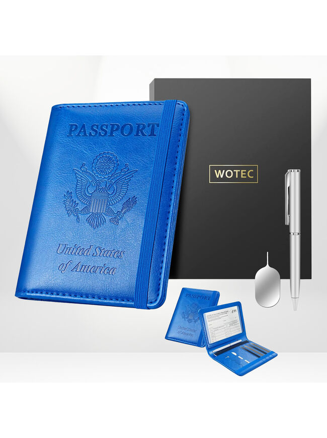 Wotec Passport and Vaccine Card Holder - Blue