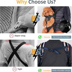 Dog Front Carrier Backpack, Dog Backpack Carrier Soft Pad, Pet Legs Out, Easy-Fit Dogs Front Carrier for Small Medium Puppy, Hands Free Dog Carrier Adjustable for Cycling Hiking (Army Green, S)