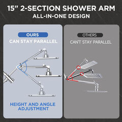 Veken Wide Rain Shower Head with 6 Modes Handheld Water Spray, High Pressure Showerhead Combo with Arm for Bathroom Accessories，Home Decor Adjustable Dual Shower with Anti-Clog Nozzles,Silver Chrome