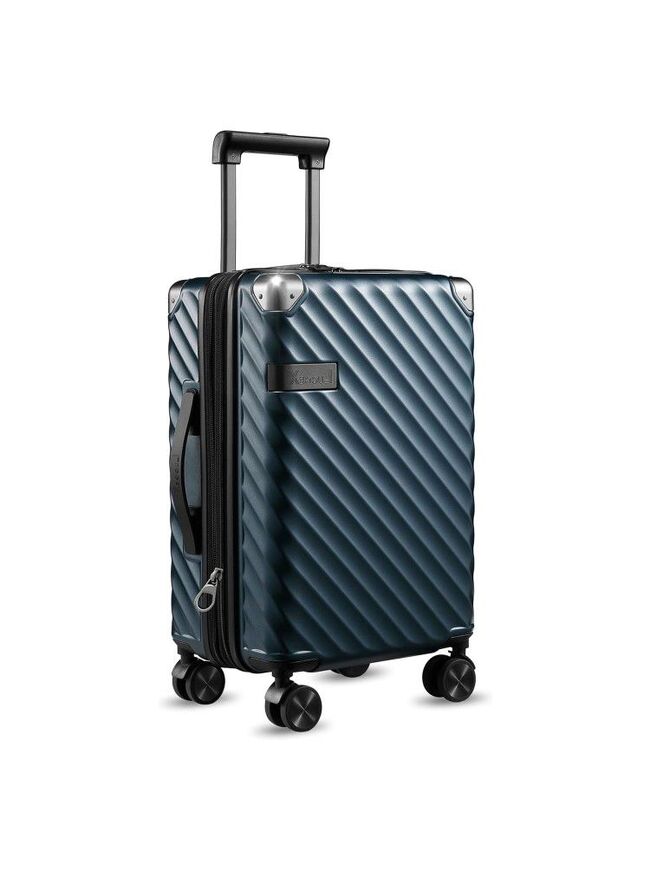 LUGGEX 20 Inch Carry On Luggage - Polycarbonate Expandable Hard Shell Suitcase with Spinner Wheels - Navy