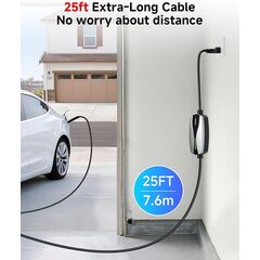 SEGUMA Portable Level 1/2 EV Charger for Tesla, 16Amp NACS Car Charger with 110V-240V, 25FT Extension Cable, NEMA 6-20 Plug, NEMA 5-15 Adapter, Home Mobile Wall Connector EV Charging Station for Tesla Cars