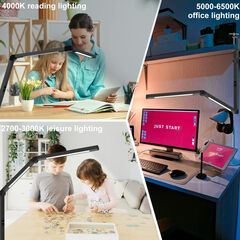 Micomlan LED Desk Lamp with Clamp, Architect Desk Lamp with Dual Light