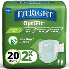 Extra+ OptiFit Heavy Absorbency Adult Diapers, FSA/HSA Eligible,20 Count, Waist Size 60"-70",2XL, Incontinence Briefs for Men and Women, Disposable, Moisture Wicking, Leak Protection