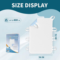 MILDPLUS 1Pack Blue 8Handles 34"×52" Pads - 4Layers Leakproof Washable Extra Large