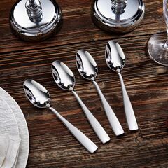 KEAWELL Premium 4-Piece Louis Spoon Set, 18/10 Stainless Steel, Squared Edge, Smooth Finish, Dishwasher Safe (7.6" Dinner Spoon)