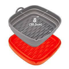 8" Square Silicone Air Fryer Liners, 2 Pcs, Reusable for Large Air Fryer Basket