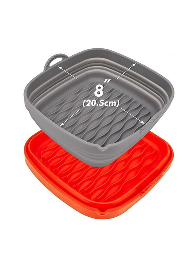 8" Square Silicone Air Fryer Liners, 2 Pcs, Reusable for Large Air Fryer Basket