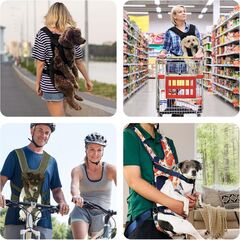 Dog Front Carrier Backpack, Dog Backpack Carrier Soft Pad, Pet Legs Out, Easy-Fit Dogs Front Carrier for Small Medium Puppy, Hands Free Dog Carrier Adjustable for Cycling Hiking (Army Green, S)