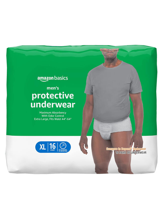 Amazon Basics Incontinence Underwear for Men, Maximum Absorbency, X-Large, 16 Count (1 Pack)