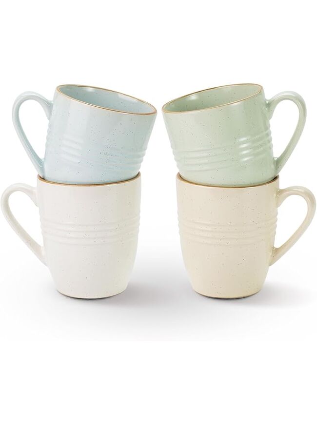 famiware Jupiter Coffee Mugs Set of 4, 14 OZ Coffee Mug, Microwave and Dishwasher Safe, Coffee Cups with Handle for Coffee, Tea, Cocoa, Milk, Multi-color
