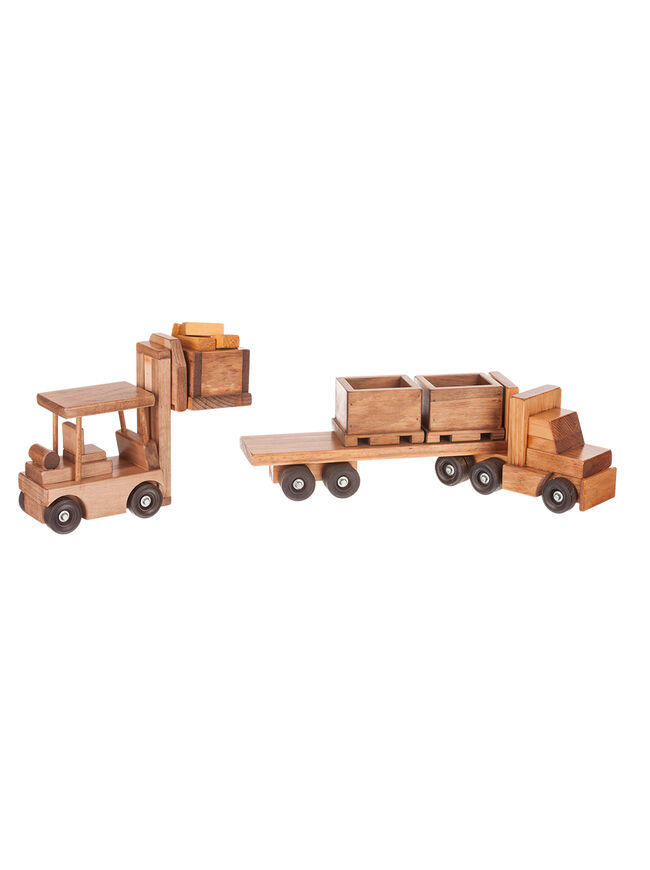 American Made Wooden Toy Truck with Forklift