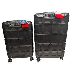 Imiomo 2 Piece Luggage Set w/ Spinner Wheels, Hard Shell, TSA Lock, Black, 24 and 28 inches