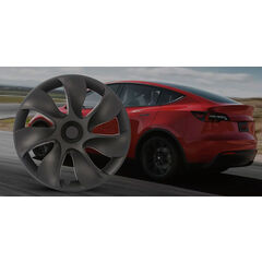 Terfulnel Wheel Covers/Hubcaps 20 Inch for 2019-2023 Tesla Model Y - 20 inch Swirl Style - Matte Black